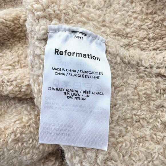 Reformation Ambrose Boucle Oversized Alpaca-Blend Mock-Neck Sweater Ginger Large - Picture 6 of 13